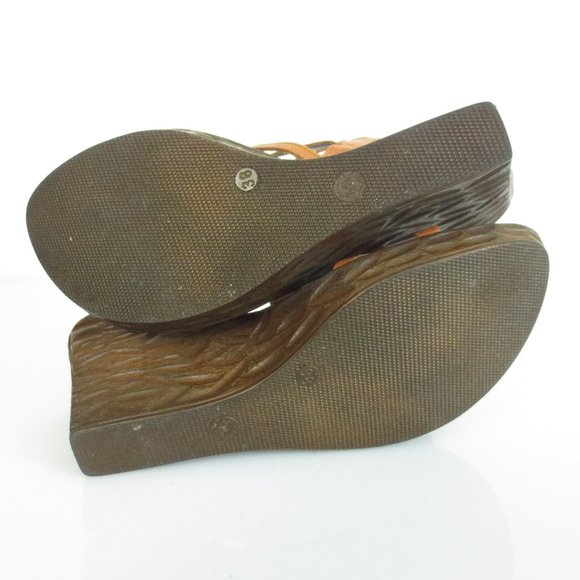 LUCA FERRI Collection Brown Leather Wedge Shoes - Picture 5 of 6